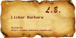 Licker Barbara névjegykártya